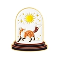 Kreative Emaille-Anstecknadel mit rotem Fuchs und goldener Sonne im Glasglockendesign - Fuchsmuster (QHXZ5147)
