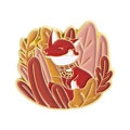 Emaille-Anstecknadel mit rotem Fuchs, kariertem Schal und herbstlichen Blättern - Roter Fuchs und Herbstblätter Stil (QHXZ5262)