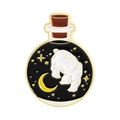 Emaille-Anstecker mit Eisbär, Mond und Sternenhimmel in goldenem Metallrahmen - Eisbärenmuster (QHXZ5148)