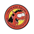Broche ronde en émail avec motif de diable et slogans rock en langue espagnole - Style Diable Rouge (qhxz5233)