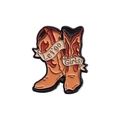 Spilla smaltata stivale da cowboy vintage con nastro testo Let'go Girls! accessorio - Stile Stivali da Cowboy (QHXZ560)