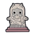 Emaille pin van cartoonkat met wit gewaad en roze voetstuk metalen badge - Broken Wit