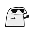 Spilla smaltata Flork con occhiali da sole e gesto di pace su sfondo bianco - Personaggio con Occhiali da Sole e Segno di Pace (QHXZ5368)