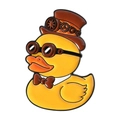 Pin esmaltado de patito steampunk con sombrero de copa vintage y gafas de engranajes - Pato de Goma Steampunk (QHXZ5385)