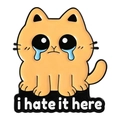 Lustige orangefarbene Katze Emaille-Anstecknadel mit 'i hate it here' Schriftzug - Orange Menschenfeindliche Katze i-hate-it-here(QHXZ5319)