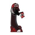 Funny cartoon goose enamel pin wearing a red hat with Canadian flag and plaid base - Goose with Flag (QHXZ5338)