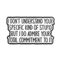 Cartoon emaille speld broche met humoristische zwart-witte tekst in rechthoekige vorm - Zwarte Lange Strip Quote (QHXZ5326)