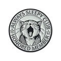 Badge rond en émail noir et blanc avec chat qui bâille et décorations d'étoiles - Style Chat qui Bâille (QHXZ5364)