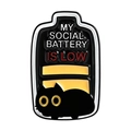 Pin's émaillé humoristique chat noir batterie faible pour vestes et sacs à dos - Style De Chat Social Battery Low (QHXZ5340)
