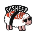 Cute SUSHEEP enamel pin featuring a sheep sushi hybrid design with orange salmon texture - Sushi Sheep Style (QHXZ5409)