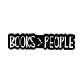 Black enamel pin badge with Books Over People text and wavy edge design for readers - Books > People Style (QHXZ5322)