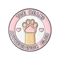 Spilla smaltata rosa zampa di gatto con testo Toe Beans Appreciation Club e cuori - Club di Apprezzamento delle Zampe di Gatto Rotondo (QHXZ5333)
