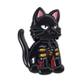 Spilla gatto in smalto nero con design tuta da corsa e dettaglio numero uno - Stile Gatto Corridore (QHXZ5310)