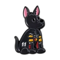 Spilla cane in smalto nero con numero di gara 11 e finitura metallica lucida - Stile Cane Corridore (QHXZ5311)