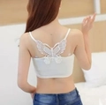 Top a fascia bianco in modal con ricamo a farfalla in pizzo delicato sulla schiena - Taglia unica / Corto Bianco