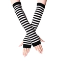 Lange fingerlose Strickhandschuhe für Damen mit schwarz-weißen Querstreifen Armstulpen - Schwarz und Weiß Gestreift