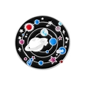 Broche en émail galaxie cosmique avec planètes colorées et étoiles sur fond noir intense - Style Galaxie Spatiale (qhxz5193)