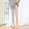 Women's high-waist silver capri leggings with a glossy satin finish and slim fit - L / Capri Pants / Gray