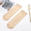 Nude velvet sheer socks for women with elastic rib cuffs in minimalist style - Nude No.2
