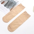 Nude ultra-thin velvet ankle socks for women featuring a reinforced toe and ribbed cuffs - Nude No.3