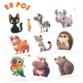 Set di 20 tatuaggi temporanei impermeabili con simpatici animali colorati per bambini - Serie Animali 1