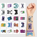 20-delige retro game thema tijdelijke tattoo set met pixels gaming controllers en icons - Spelcomputer Serie