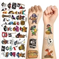 Waterproof pirate temporary tattoo set for kids featuring pirate ships and treasure maps - Pirate Series