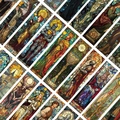 30 Stück Buntglas-Lesezeichen im Tarot-Stil mit mittelalterlichen Fantasy-Figuren auf Weiß - Einseitiger Druck