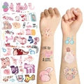 Set di 6 tatuaggi temporanei di axolotl rosa carini con frasi divertenti per bambini - Serie Axolotl Rosa