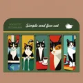 Detailed view of five magnetic bookmarks featuring illustrated black and white cat motifs - 5 Pieces/Pack