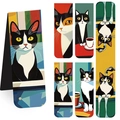Artistic magnetic cat bookmarks set featuring colorful black and white cat illustrations - Cat Series Set