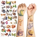 Tatouages temporaires d'animaux de dessin animé pour enfants avec lions et girafes - Série d'Animaux