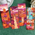 Set of 4 autumn themed paper bookmarks with pumpkin and fall vibe illustrations - Autumn Vibes Style