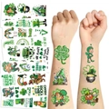 St. Patrick's Day temporary tattoo set with shamrocks and lucky leprechaun designs - St. Patrick's Day Series