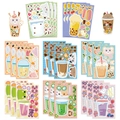 Simpatici adesivi di tè al latte e animali per decorare cover e diari fai-da-te - Stili Misti di Bubble Tea Cartoon