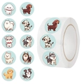 Roll of 500 cute cartoon dog stickers with various breeds for DIY scrapbooking and sealing - Dog Cartoon Style (JJT130)