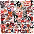100 adesivi downtown girl rosso e nero per decorare laptop, chitarra e valigie in stile DIY - Yck189yck231