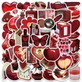 Lot de 50 autocollants graffiti rouges vintage en PVC étanche pour valises DIY - Style Graffiti Vintage / Rouge