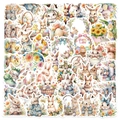 Set of 50 waterproof Easter cartoon stickers featuring cute rabbits and colorful eggs - Easter Collection / 50 Sheets