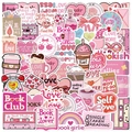 Set da 50 adesivi rosa carini per decorazioni fai-da-te su laptop e chitarra - Stile Scarabocchio Rosa