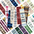 Set of 30 minimalist grid bookmarks with inspirational English quotes for journaling - Plaid Quotes Series (QH414) / 30 Sheets