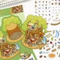 Detail of 3D cartoon treehouse DIY sticker set with miniature furniture and characters - Shaped Treehouse