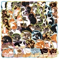 50pcs cute cartoon cat stickers with colorful borders for laptop and guitar DIY decor - Cat Series