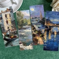 Segnalibri artistici con paesaggi dipinti a olio, canali veneziani e ruscelli nel bosco - Pittura a Olio d'Arte