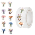 Rotolo di 500 adesivi floreali ad acquerello con dieci disegni di fiori per decorazioni - Serie Floreale