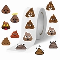 Rotolo da 500 adesivi emoji cacca divertenti per agende e sigillatura decorativa di regali - Predefinito