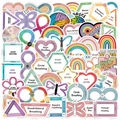 Set of 50 colorful mindful breathing stickers for stress relief on laptops and guitars - Calming Sensory Diverse Styles