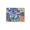 Spilla smaltata Van Gogh Notte Stellata con gatto e ritratto per borse e vestiti - Stile Van Gogh e Gatto Arancione (xz8501)