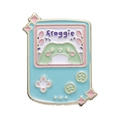 Cartoon Emaille-Anstecknadel in Hellblau als Spielkonsole mit grünem Frosch - Himmelblauer Frosch-Spielkonsolen-Stil (xz8425)