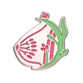 Kreative Emaille-Anstecknadel mit Knoblauch- und Blumenmuster und poliertem Silberrand - Knoblauch Blumenform (XZ8437)